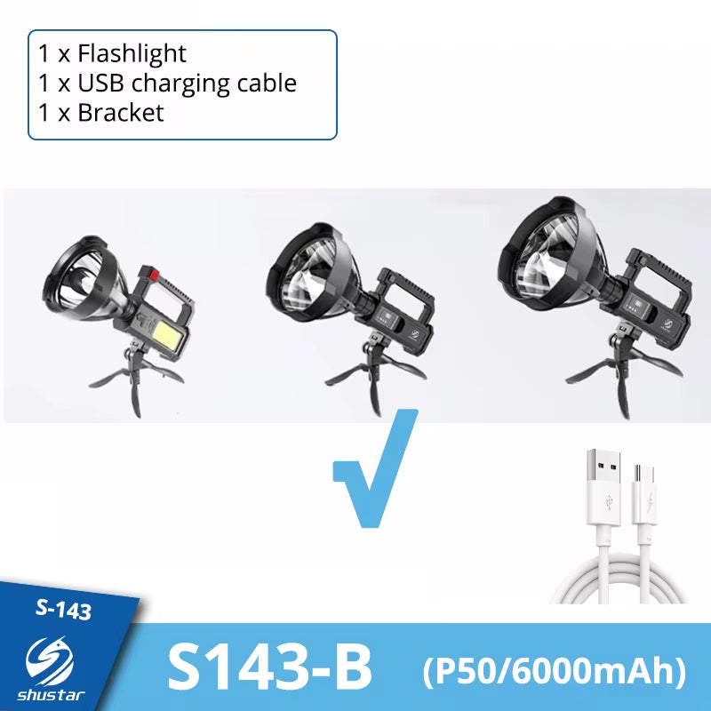 Rechargeable High Power Led Flashlights Ultra-Long Lighting Distance Lamp Searchlight XHP70 Powerful Lantern Torches