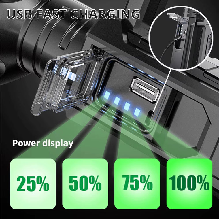 Rechargeable High Power Led Flashlights Ultra-Long Lighting Distance Lamp Searchlight XHP70 Powerful Lantern Torches